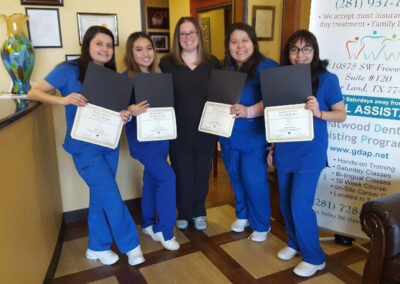 Certification received by dental students in Sugar Land, TX